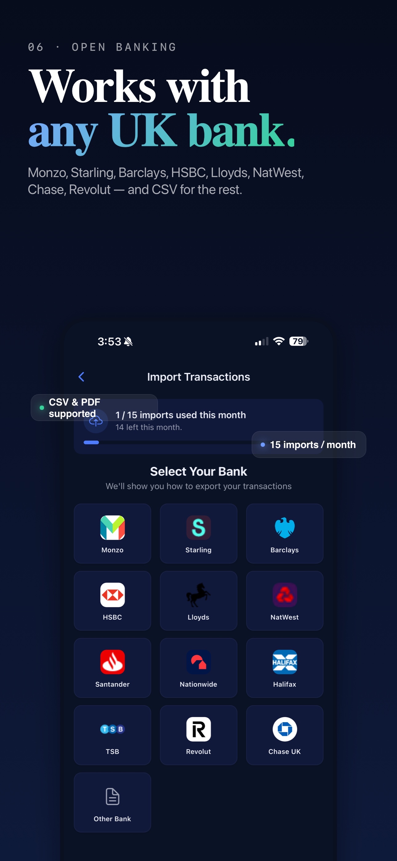 Expenzez — Import CSV from any UK bank